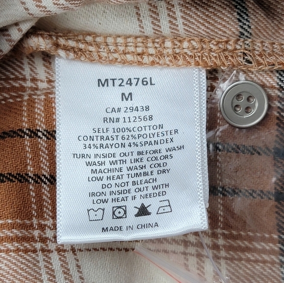 MISS ME Orange Multi Plaid Hoodie MT2476L Women's Size Medium New - Picture 10 of 10